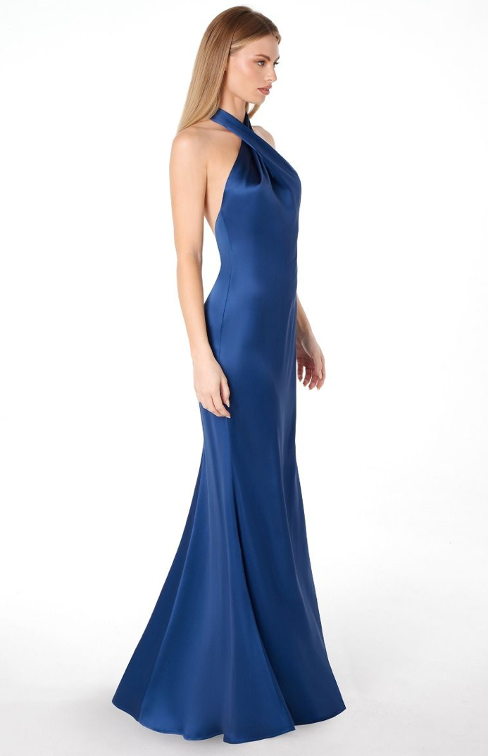 Halter Satin Evening Gown