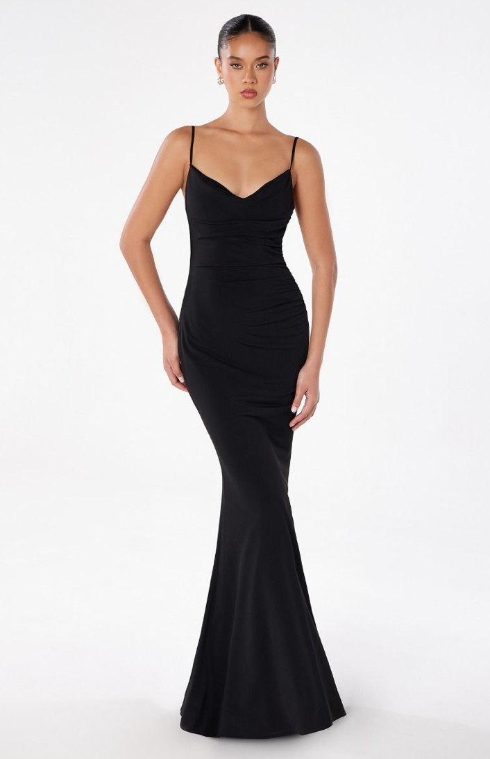 Draped Back Evening Gown