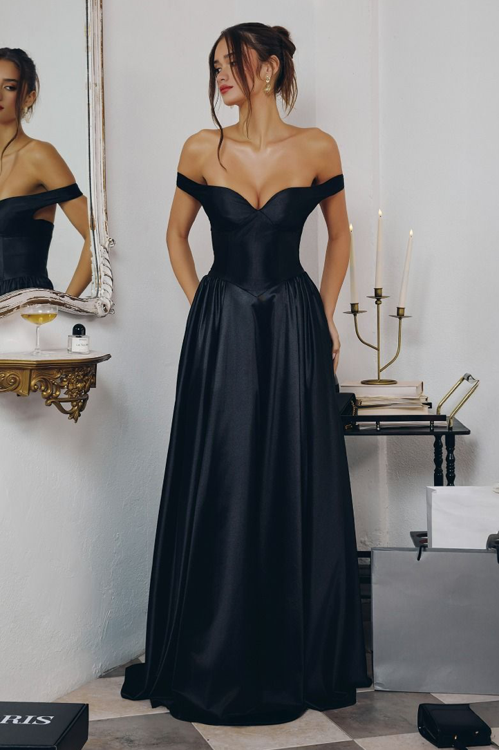 Off-the-Shoulder Satin Gown