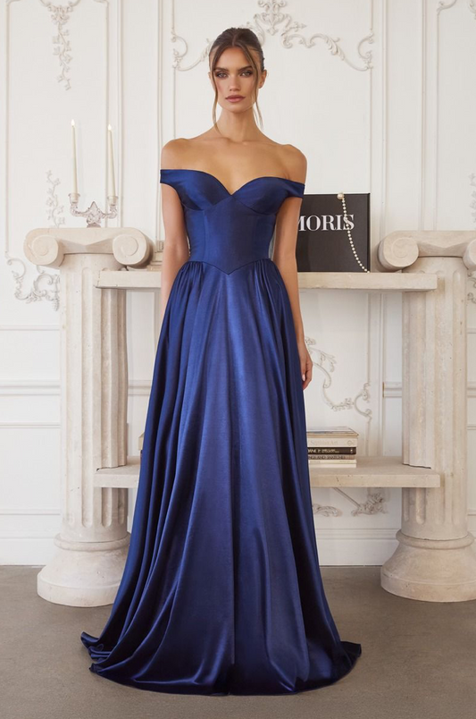 Off-the-Shoulder Satin Gown