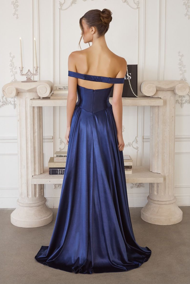 Off-the-Shoulder Satin Gown
