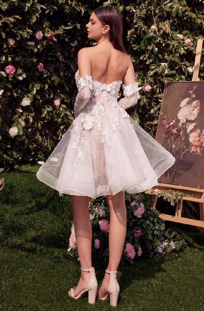 Short Floral Appliquéd Bridal Party Dress