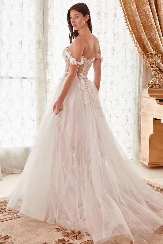 Off The Shoulder Floral A-Line Bridal Gown